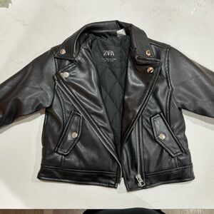 Zara Black Quilted Faux Leather Jacket